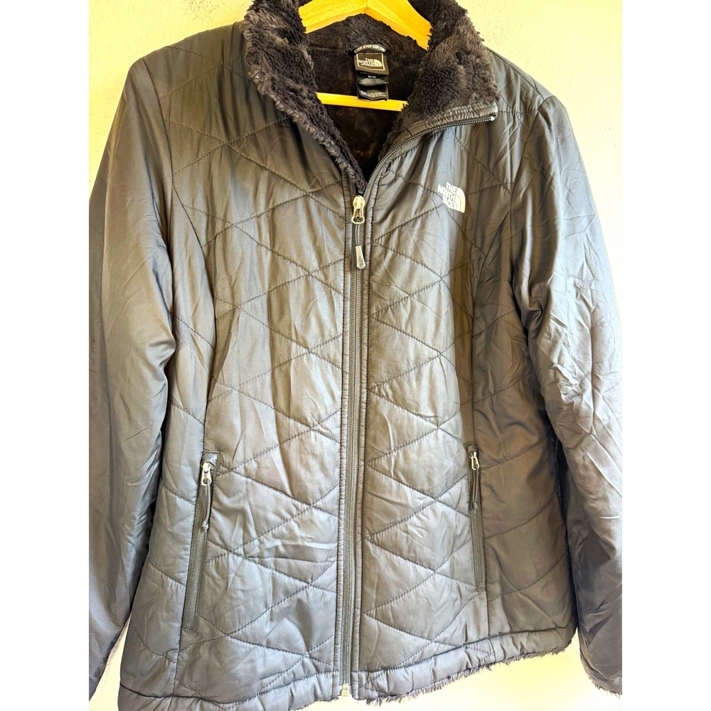 The North Face Women's Black Quilted Faux Fur Lined Full Zip Jacket Size M